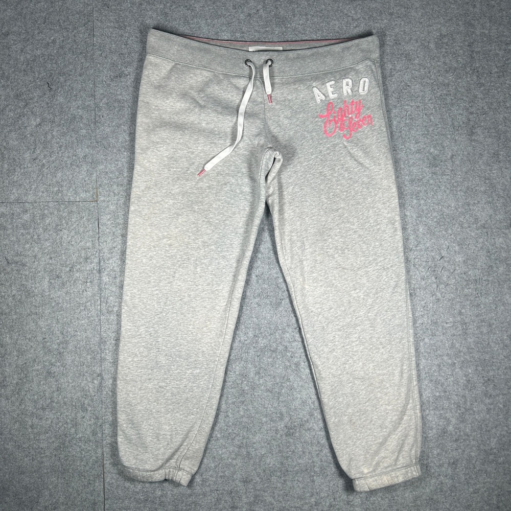 Aeropostale sweatpants Women L Gray Eighty Seven sequin logo loungewear joggers